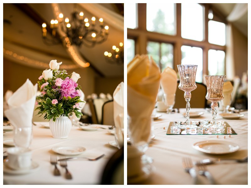 Minnesota wedding photographer, Majestic Oaks Golf Club, wedding reception, centerpieces, vases, flowers