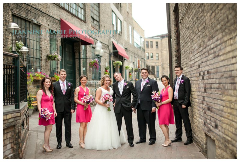 Le Méridien Chambers, Minneapolis hotel wedding, hot pink bridesmaids dresses, pink bridesmaids dresses, bridal party, group poses, poses, weddings