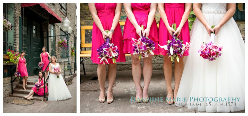 Le Méridien Chambers, Minneapolis hotel wedding, hot pink bridesmaids dresses, pink bridesmaids dresses, bride, flowers, bridesmaids bouquets, bridal bouquet