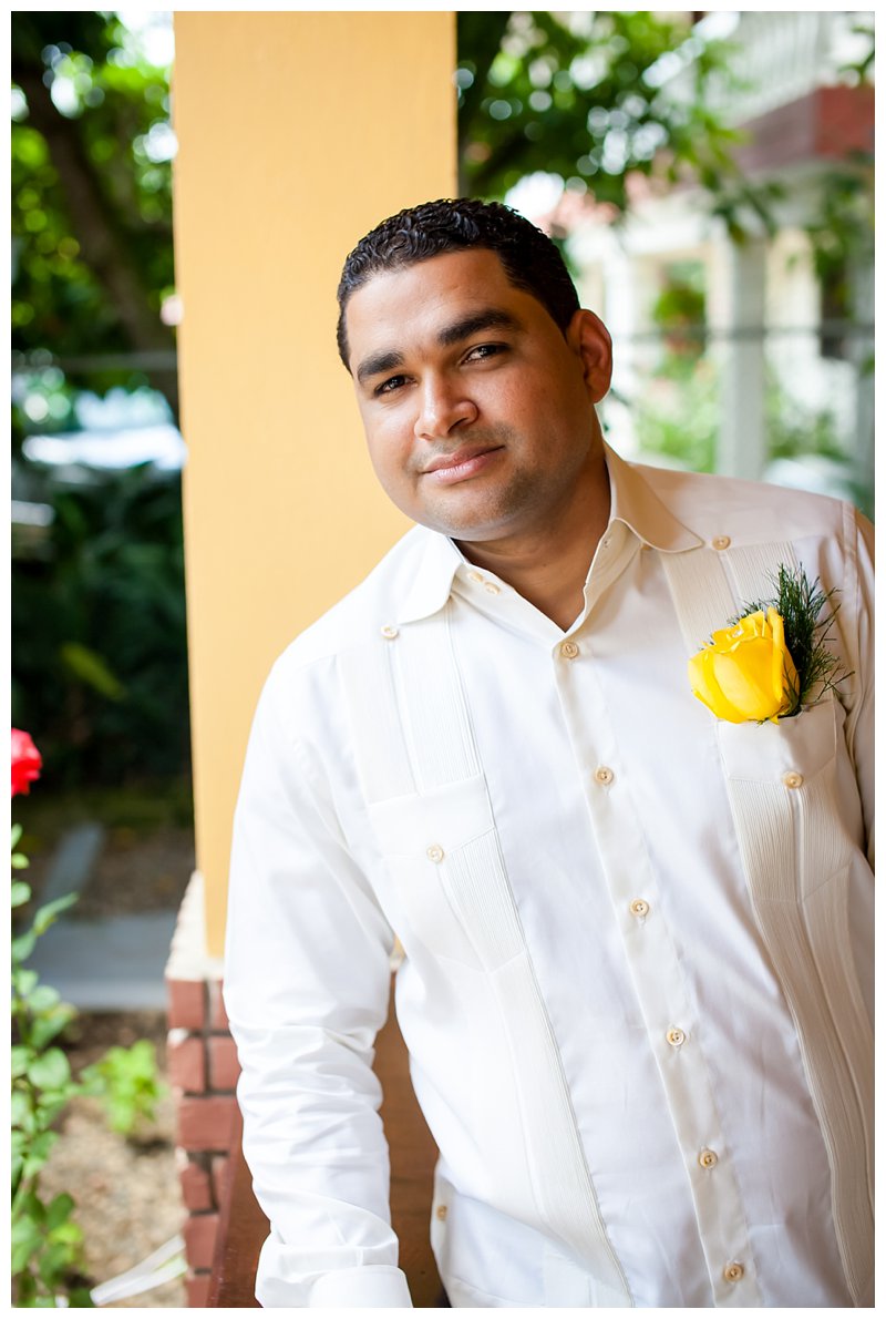 Dominican Republic Wedding, boutonniere, yellow and white wedding, groom, portraits