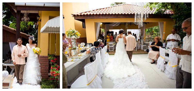 Dominican Republic Wedding, yellow and white wedding, bride, father of the bride, walk down aisle, wedding day, tropical wedding