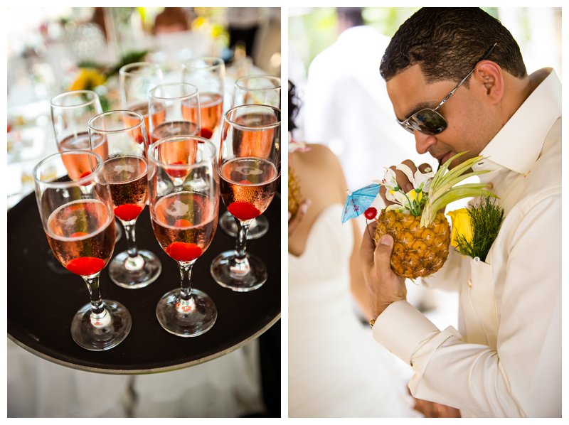 Dominican Republic Wedding, cocktail hour, drinks, wedding drinks, pineapple glass, tropical wedding