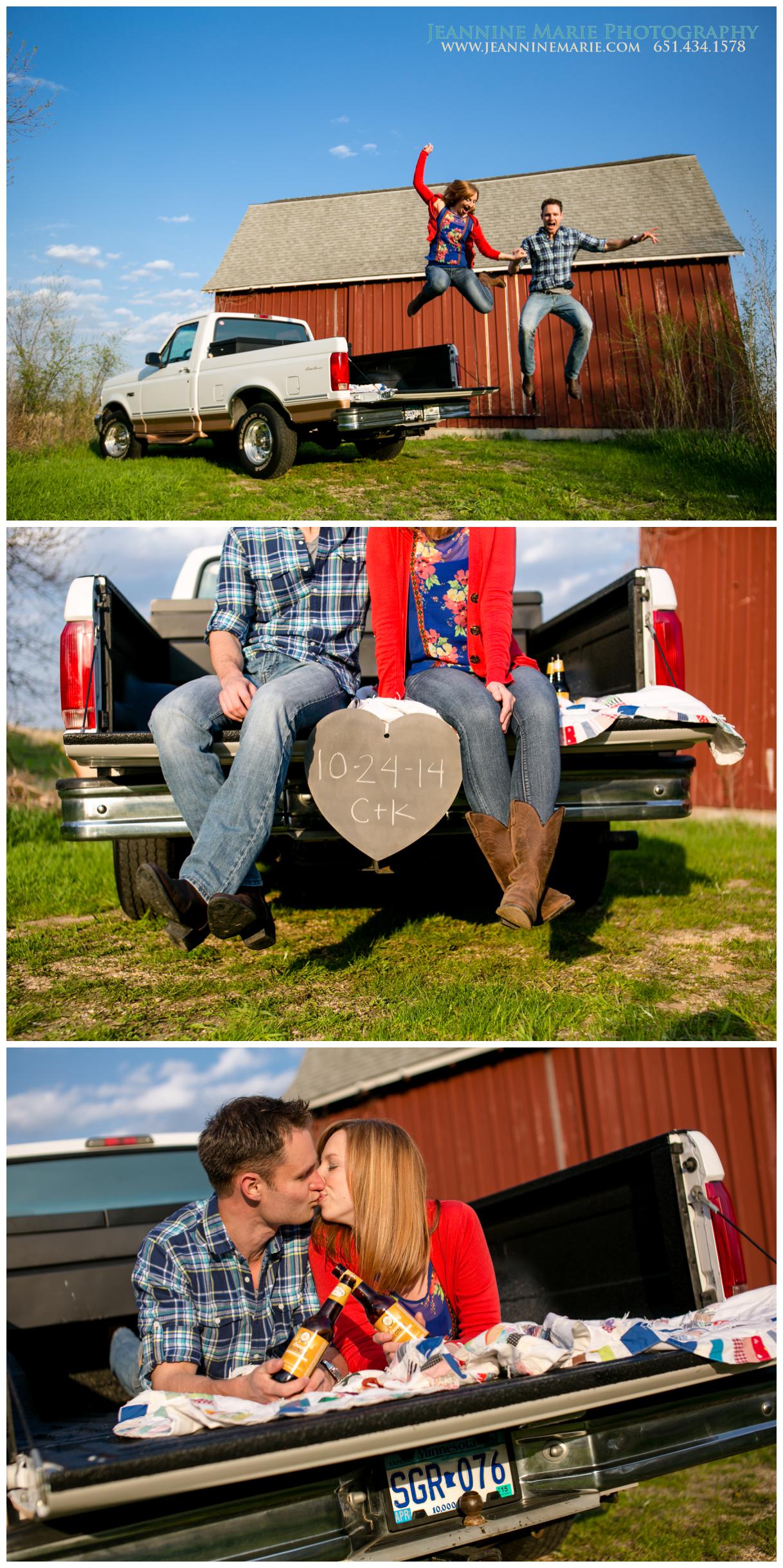 country engagement session, St Paul Wedding, MN wedding Photographer, MN Barn Wedding, Twin Cities Engagement Session, minneapolis engagement photographer, couple, engaged, truck, sign, heart sign, save the date, cowgirl boots, country engagement session, beer, farm, barn, rustic engagement session