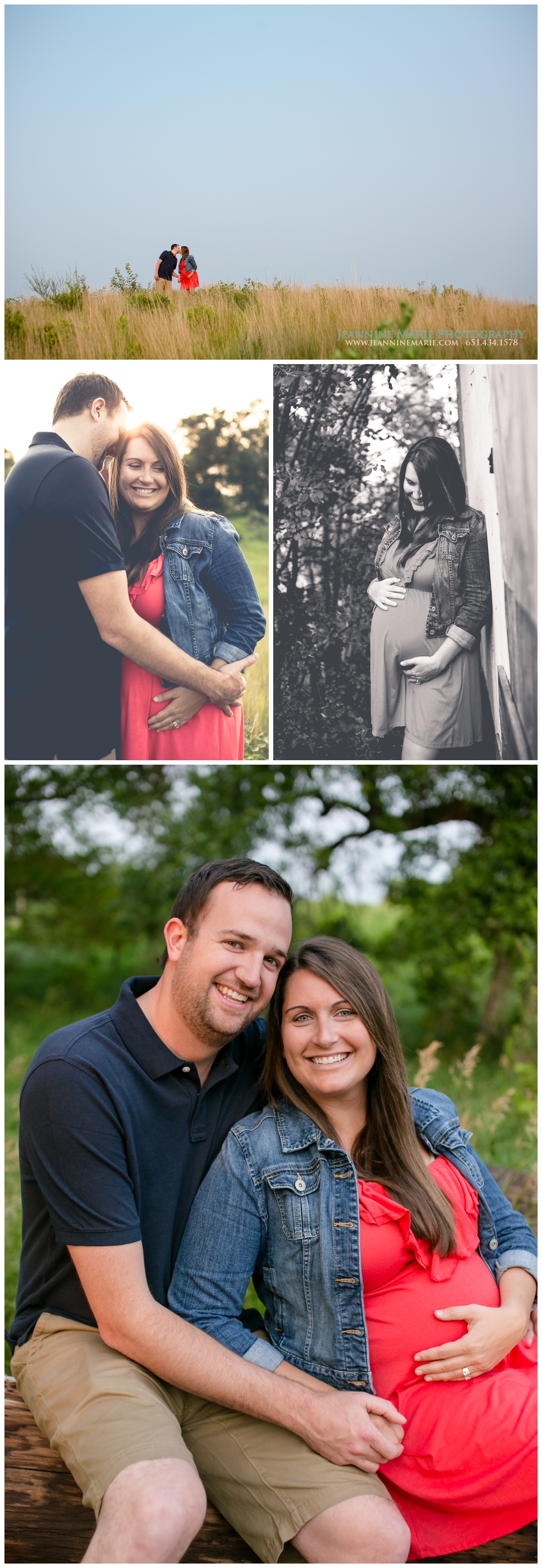 Twin Cities Photographer, Jeannine Marie Photography, maternity photos, red dress, denim jacket, maternity portraits, baby, baby bump, mom, dad