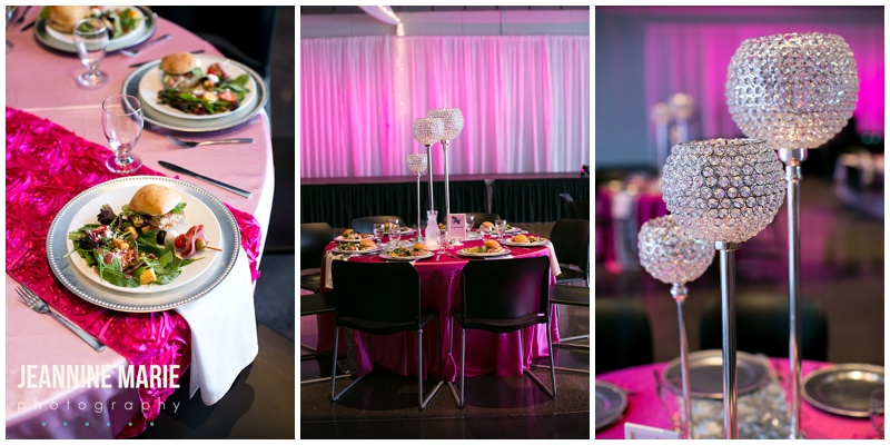 Passions Event Center, table, decorations, pink, centerpieces, food, wedding inspiration
