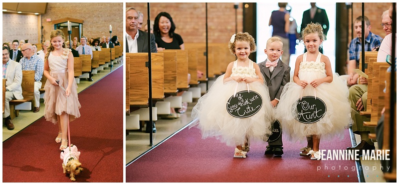 kids in weddings, signs, ceremony, flower girl, ring bearer, dog, wedding ceremony