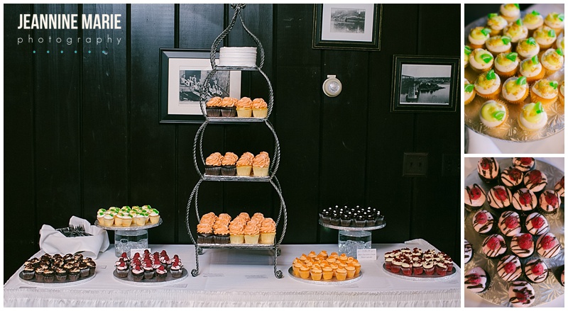 Minnesota Boat Club, Dorothy Anne Bakery, cupcakes, wedding desserts, dessert, dessert table, food, wedding