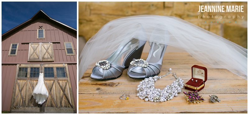 Edgewood Farm, barn, Minnesota venues, wedding, bride, accessories, veil, shoes, jewelry, statement necklace, earring, brooch, wedding dress, bridal gown