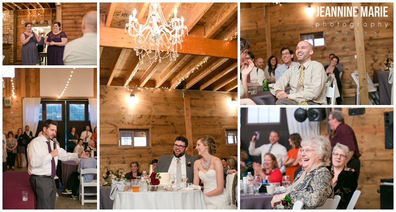Edgewood Farm, wedding reception, bride, groom, guest tables, speeches