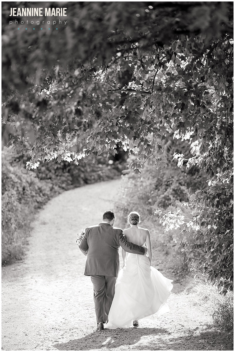 Edgewood Farm, barn weddings, bride, groom, walking, black and white photo, wedding gown