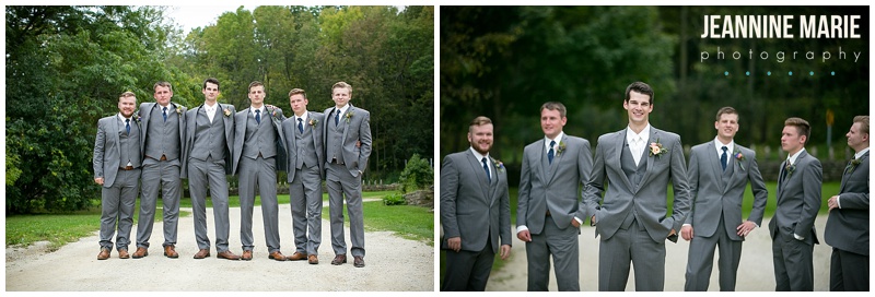 Mayowood Stone Barn, groom, groomsmen, gray suits, summer wedding, groom attire, groom style