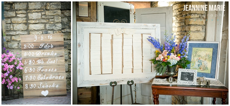 Mayowood Stone Barn, wedding, reception, indoor, escort cards, signs, decor, decorations, welcome table