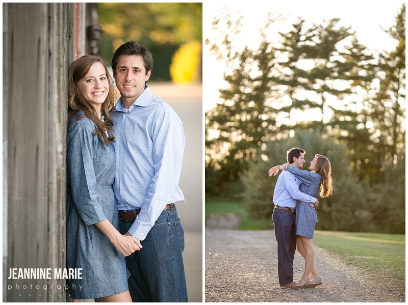 engagement session, Aamodt's Apple Orchard, couple, posing, smiling, kiss, holding hands, outside