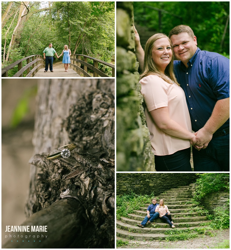 Hidden Falls Regional Park, bridge, couple, engagement photos, engagement session, ring, ring shot, steps