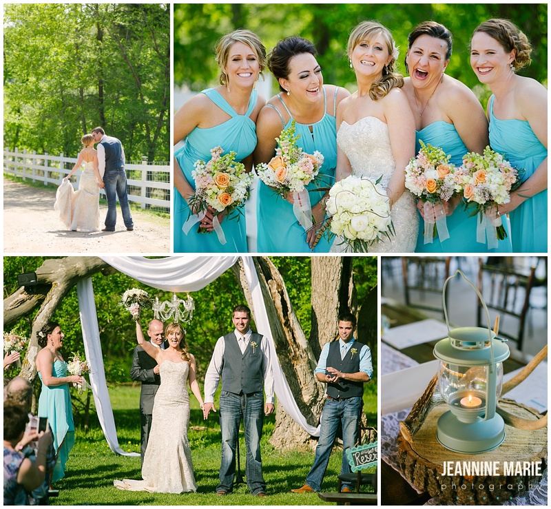 Hope Glen Farm, country wedding, rustic wedding, wedding reception, jeans, bridesmaids, blue bridesmaids dresses, centerpieces
