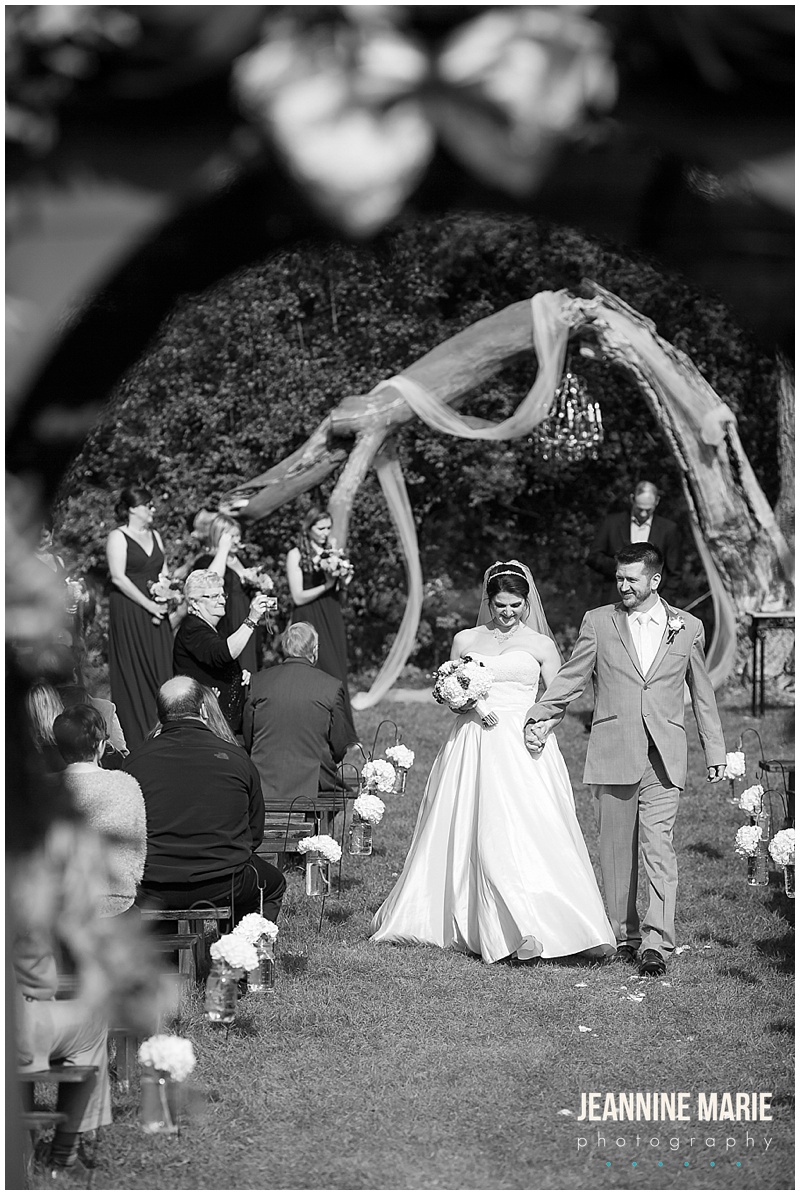 Hope Glen Farm, just married, bride, groom, black and white photo, celebration, wedding, outdoor wedding