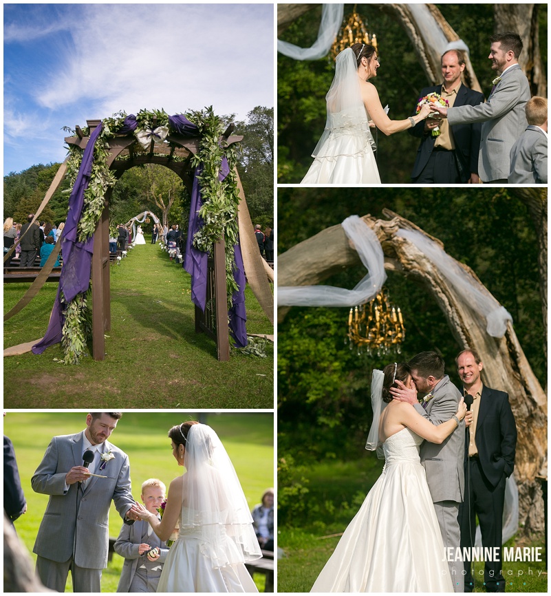 Hope Glen Farm, wedding ceremony, bride, groom, vows, outdoor wedding, the kiss
