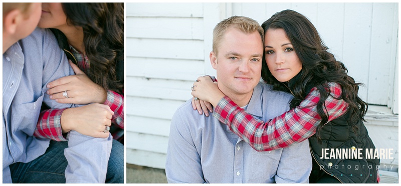 Jacques Barn, engagement session, couple, ring, ring shot, plaid, engagement outfit