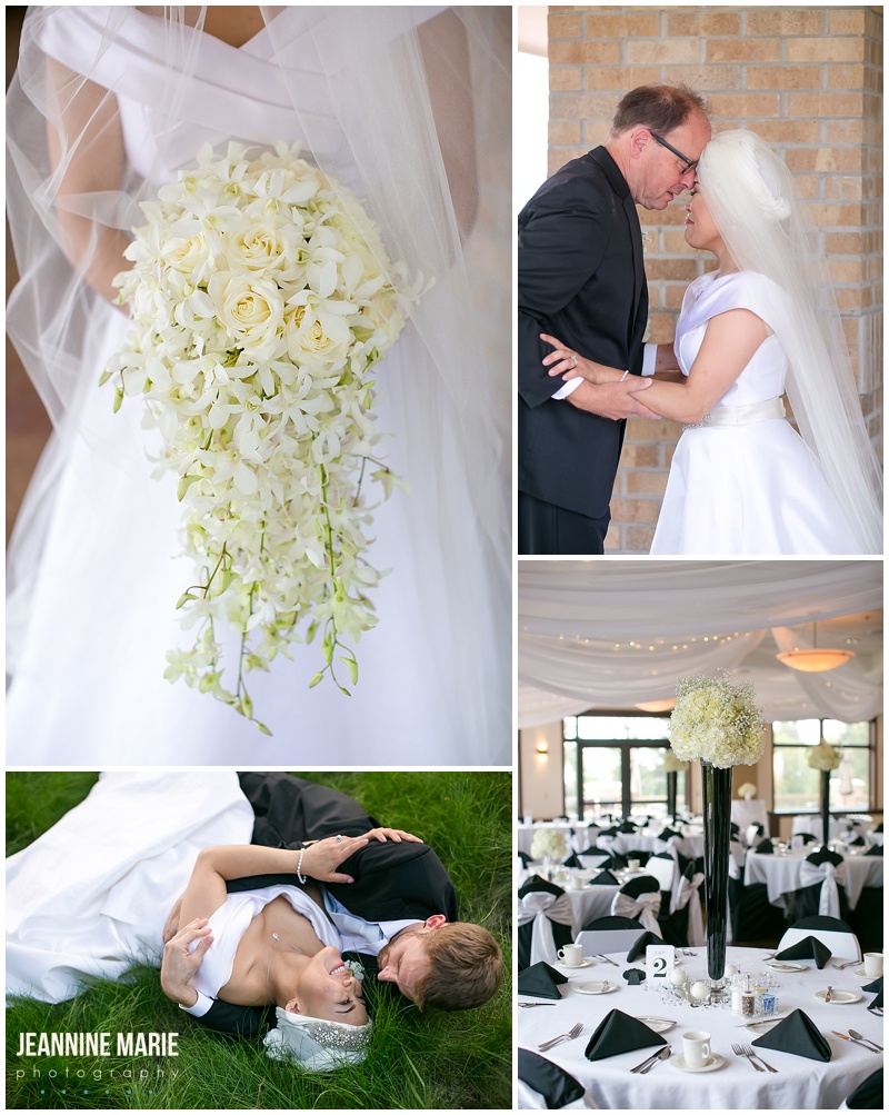Olympic Hills Golf Club, bride, groom, bridal bouquet, flowers, wedding, first look with dad, wedding reception
