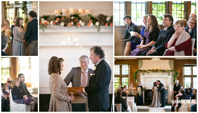 University of St. Paul Club, ceremony, wedding, vows, guests, garland, Chez Blooms
