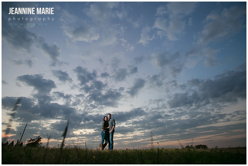 Shell's Brewery, New Ulm, engaged, engagement, night, sky, clouds, light, sunset, couple, poses