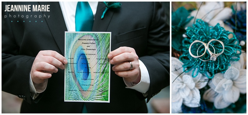 Embassy Suites, peacock themed wedding, wedding stationery, rings, ring shot