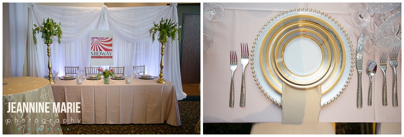 Midway Rentals, Exceptional Events Wedding Fair, plates, booth, linens, decor, flowers