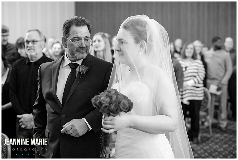 Saint Paul Hotel, bride, father of the bride, walk down aisle, wedding, bridal bouquet