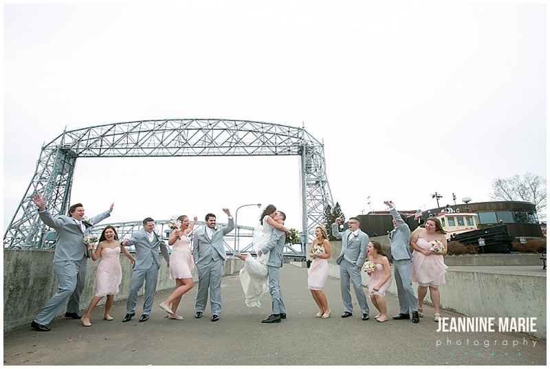 bridal party, Duluth wedding, bride, groom, bridesmaids, groomsmen, wedding photos, Clyde Iron Works