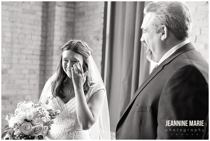wedding, Duluth wedding, Clyde Iron Works, wedding moments, wedding memories, father of the bride, bride, first look with dad