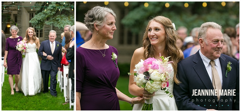bride, parents, mother of the bride, father of the bride, walk down aisle, wedding, wedding ceremony, summer wedding, outdoor wedding, St. Paul College Club