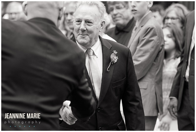 wedding ceremony, groom, father of the bride, handshake, wedding, St. Paul College Club