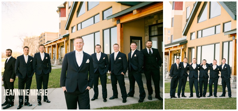 groom, groomsmen, groom attire, black suits, Hampton Inn, Bemidji wedding, Minnesota wedding photographer