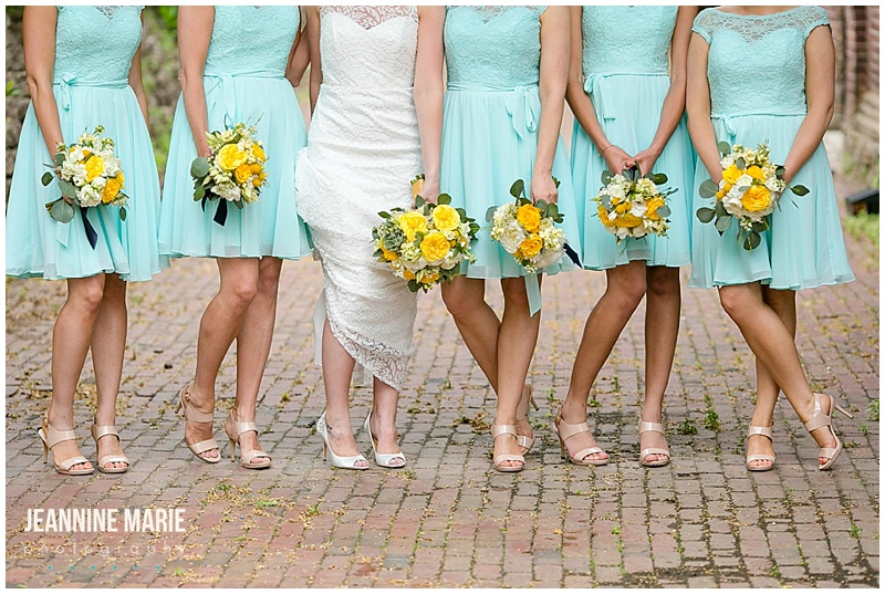 yellow flowers, blue and yellow wedding, blue bridesmaids dresses, bridesmaids dress, short bridesmaids dress, bridesmaids bouquets, bridal bouquet, shoes, bridal shoes, bridesmaids shoes, wedding, wedding poses