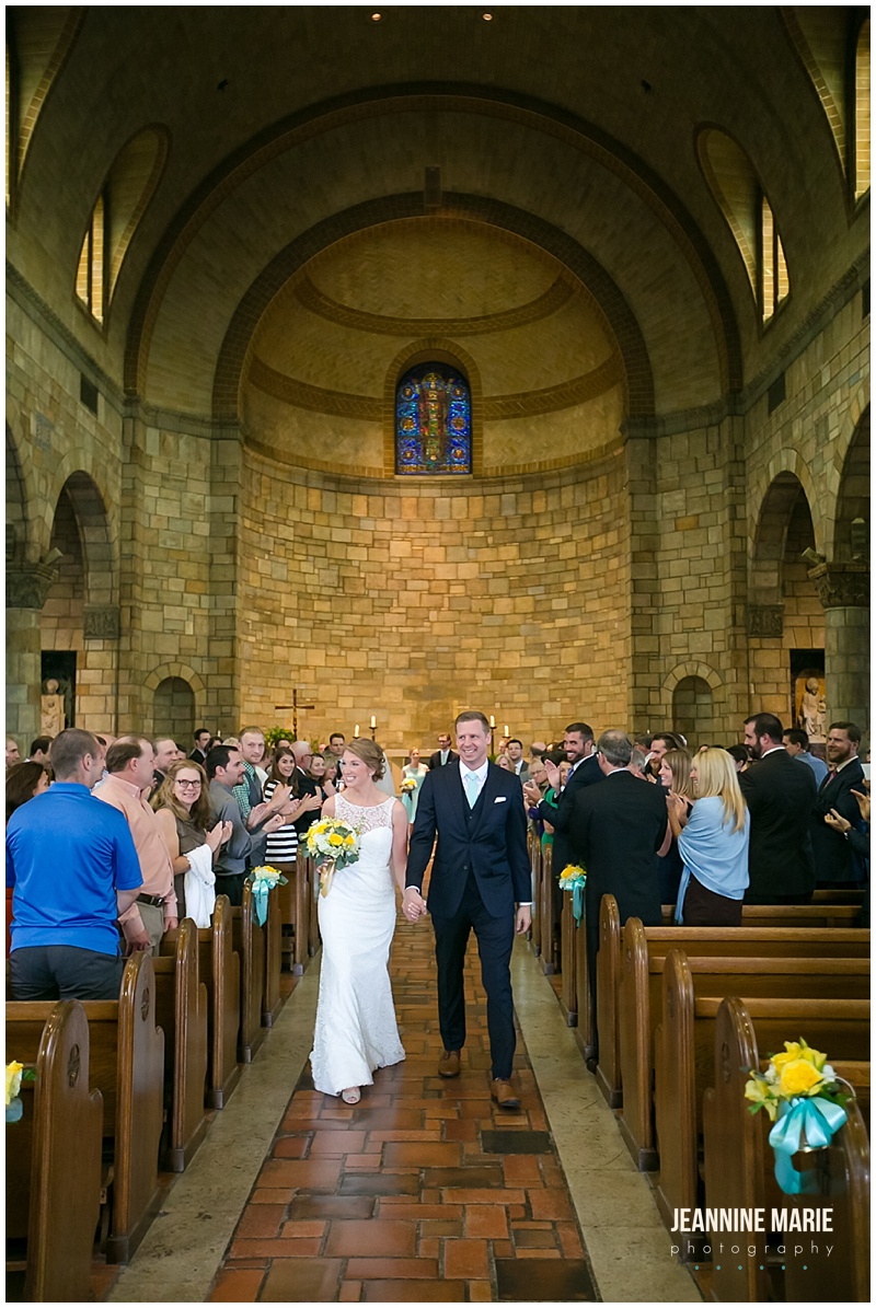 Our Lady of Victory Chapel, bride, groom, Minnesota wedding venue, church wedding, wedding ceremony, bride, groom, flowers, floral, ceremony decor