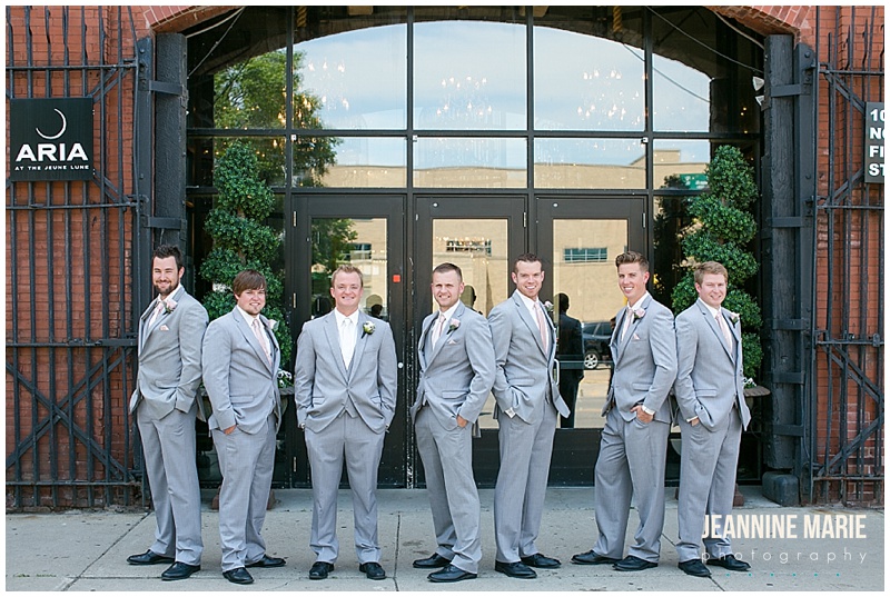 groomsmen, groom, gray suits, grey suits, summer wedding, Aria, Minneapolis wedding, Minnesota wedding