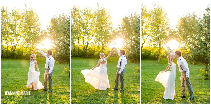 farm wedding, DIY wedding, Minnesota wedding, Minnesota farm wedding, outdoor wedding, sunset portraits, sunset photos, wedding portraits, bride, groom, sunset