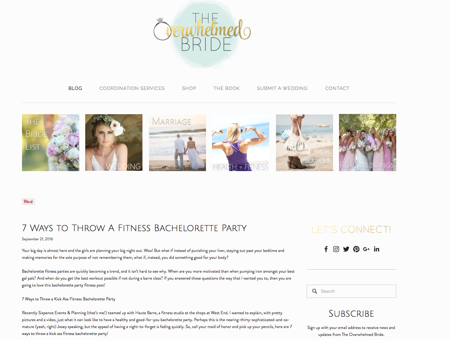 The Overwhelmed Bride, published, featured, Haute Barre, fitness bachelorette party, bachelorette party ideas, wedding, fitness, fit bride