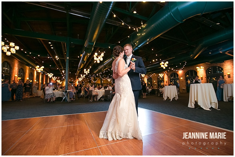 Nicollet Island Pavilion, wedding, Minneapolis wedding, wedding reception, bride, groom, first dance, wedding gown, wedding dress, groom attire