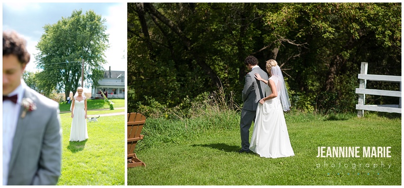 farm wedding, DIY wedding, Minnesota wedding, Minnesota farm wedding, bride, groom, first look, wedding ideas, wedding inspiration, outdoor wedding