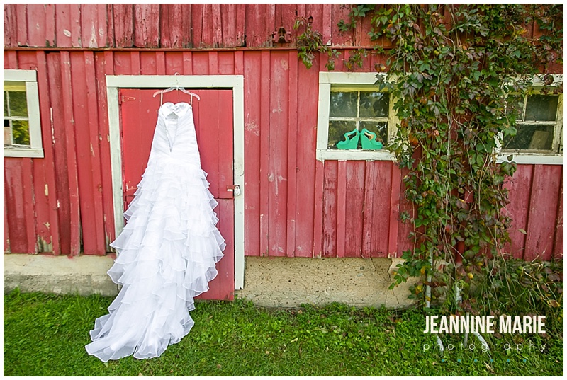 Hope Glen Farm, wedding, barn wedding, farm wedding, Minnesota wedding, bride, bridal suit, getting ready, red barn, wedding shoes, teal shoes, bridal shoes