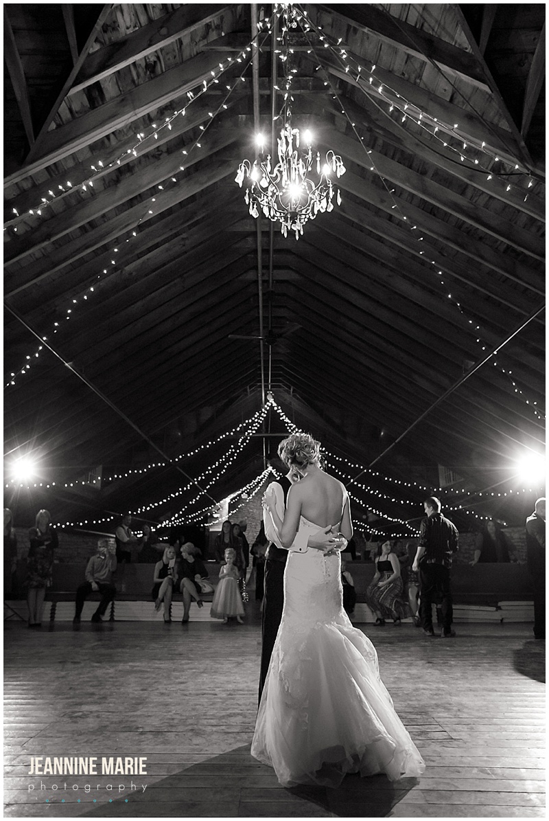 Mayowood Stone Barn, fall wedding, wedding, barn wedding, Minnesota barn wedding, bride, groom, couple, first dance, cafe lights, wedding inspiration