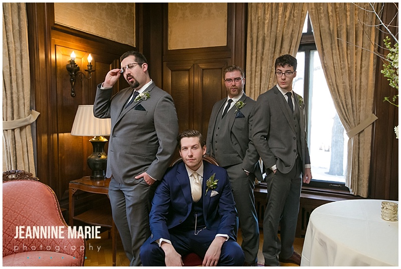 Gale Mansion, winter wedding, Minneapolis wedding, mansion wedding, Minnesota wedding, groom, blue suit, groom attire, groomsmen