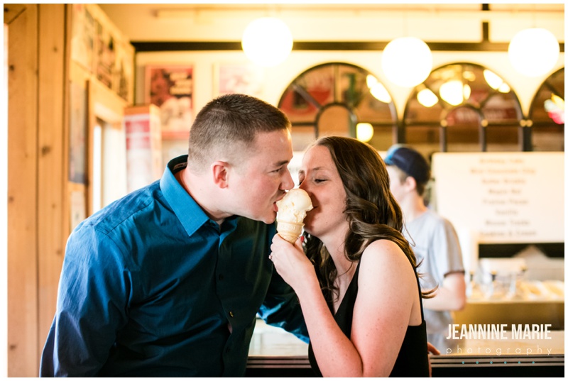 engaged, engagement session, Minneapolis engagement photographer, Minnesota engagement photographer, Minnesota engagement photographer, Jeannine Marie Photography, ice cream, ice cream cone, ice cream engagement session