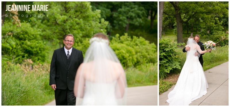 Silverwood Park, wedding, Minneapolis wedding, wedding ceremony, outdoor wedding, summer wedding, wedding gown, bride, wedding dress, first look with dad