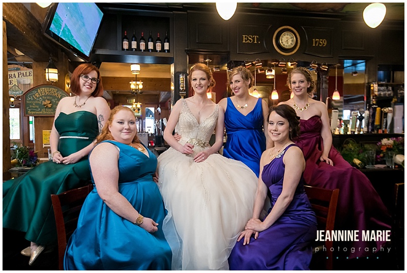 The Town Green, The Crown Room, wedding inspiration, Minnesota wedding, colorful wedding, vibrant wedding colors, summer wedding, Minnesota wedding photographer, Saint Paul wedding photographer, Jeannine Marie Photography, bride, bridesmaids, mismatched bridesmaids dresses, bridesmaids dresses, vibrant bridesmaids dresses