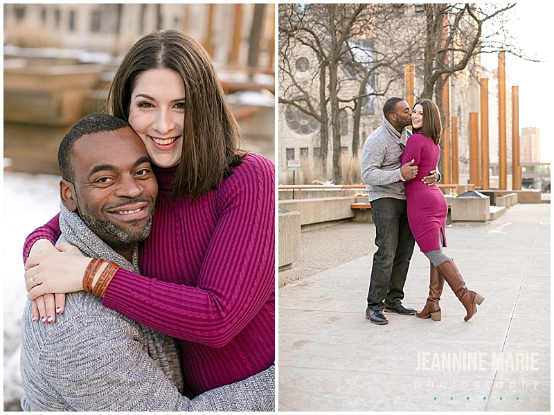 Downtown Minneapolis, Guthrie Theater, engaged, engagement portraits, engagement session, Minneapolis engagement session, engagement outfit, Twin Cities engagement photo spots, couple poses, Jeannine Marie Photography, Minneapolis engagement photographer, Twin Cities engagement photographer, Saint Paul engagement photographer