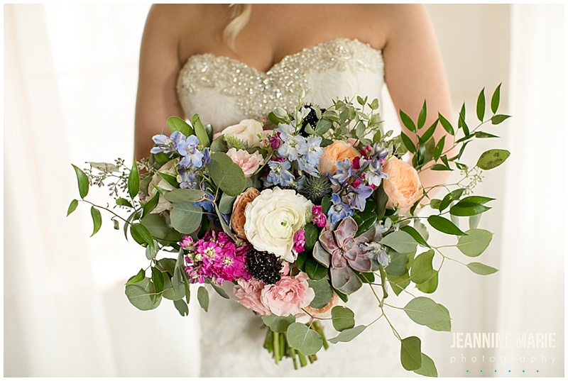 bridal bouquet, flowers, floral, summer bouquet, vibrant flowers, vibrant bouquet, bridal style, The Gardens of Castle Rock, outdoor wedding, tent wedding, Northfield wedding, Minnesota wedding venues, unique wedding venues, garden wedding, woods wedding, Rustic Elegance, Studio B Floral, Mintahoe Catering, Sugar and Spice, We've Got It Covered, Adagio Djay Entertainment, SM Hair and Makeup, Justin Alexander, Bridal Accents Couture, David's Bridal, Northfield Lines, wedding inspiration, junior high sweethearts, Jeannine Marie Photography, Minnesota wedding photographer, Northfield wedding photographer, Gardens of Castle Rock wedding photographer, Saint Paul wedding photographer