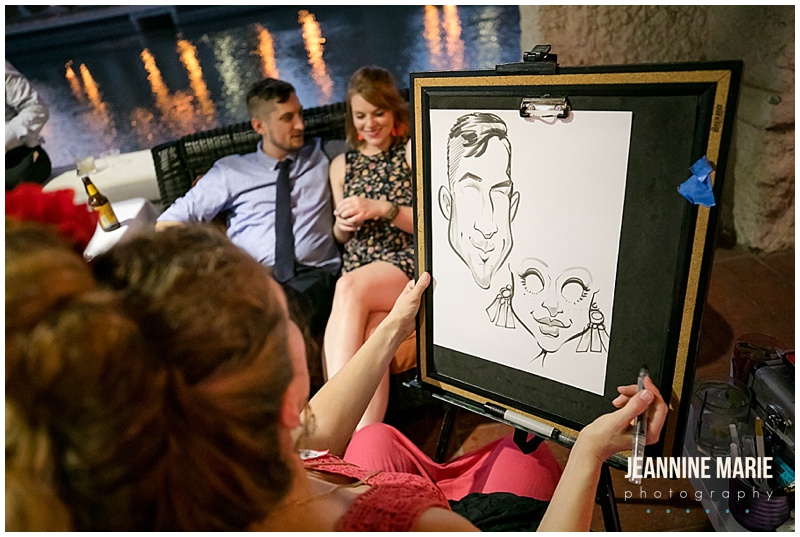 caricatures, sketch artists, wedding fun, wedding ideas, wedding reception ideas, Jeannine Marie Photography, Minnesota wedding photographer, Saint Paul wedding photographer, Minneapolis wedding photographer, Minnesota Boat Club wedding, Minnesota Boat Club, Minnesota Boat Club wedding photographer, unique wedding venues, Minnesota wedding venues, Ask for the Moon Events, Instant Request DJ, art deco wedding, yard games, wedding ideas, casual wedding, Mintahoe Catering, Sadie's Couture Floral, Affordable I Do's, Onsite Muse, JenMar Creations, Claire Ward Illustrations, Erin Goetel Sketch Artist, art wedding 