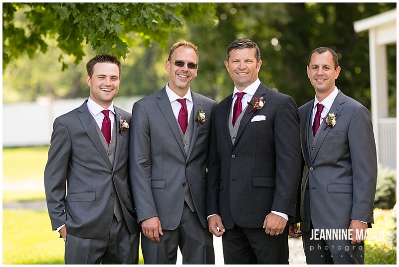 groom, groomsmen, gray suits, black suit, Rolling Ridge Event Center, St. Cloud Floral, Custom Catering by Short Stop, Cold Spring Bakery, Geyer Wedding and Events, DJ Koeltrain, SM Hair and Makeup, The Wedding Shoppe, David's Bridal, Men's Wearhouse, barn wedding, rustic wedding, outdoor wedding, summer wedding, kid-friendly wedding